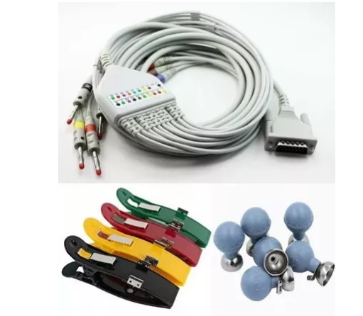 Cable Ecg Paciente Completo + 4 Pinzas + 6 Precordiales